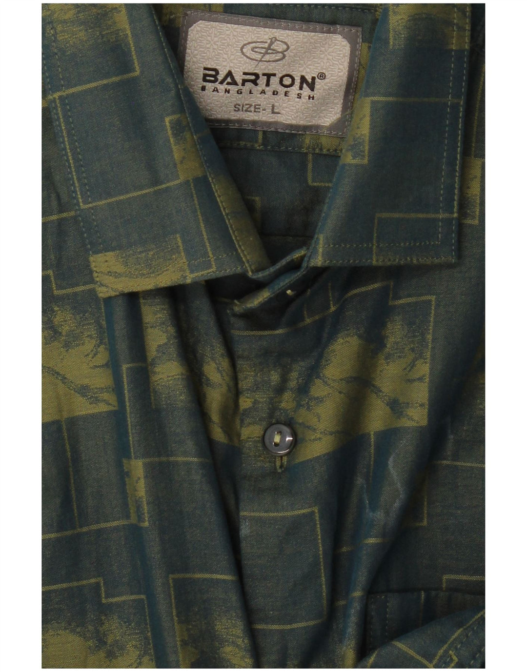 VINTAGE Mens Shirt Large Green Geometric