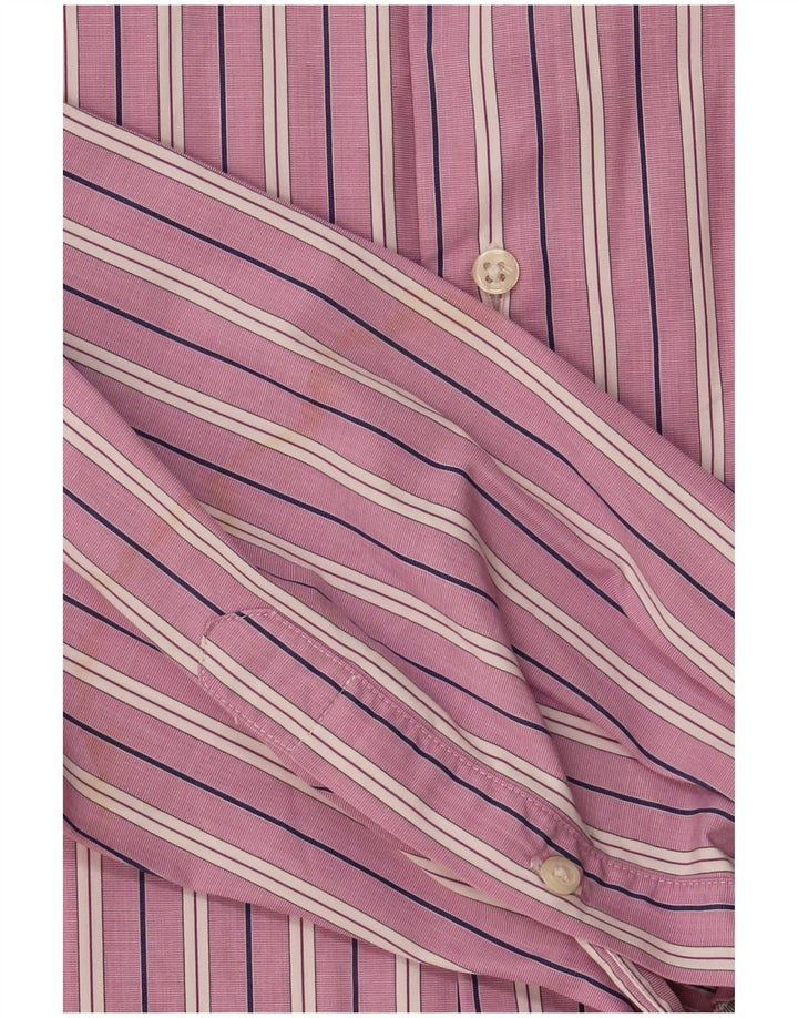 Hackett Mens Formal Shirt Size 41 16 Large Purple Striped Cotton