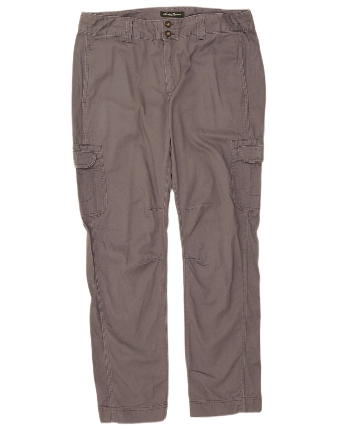 EDDIE BAUER Womens Straight Cargo Trousers US 12 Large W35 L30 Grey Cotton