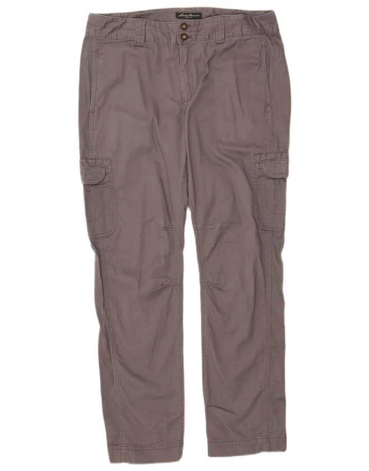 EDDIE BAUER Womens Straight Cargo Trousers US 12 Large W35 L30 Grey Cotton