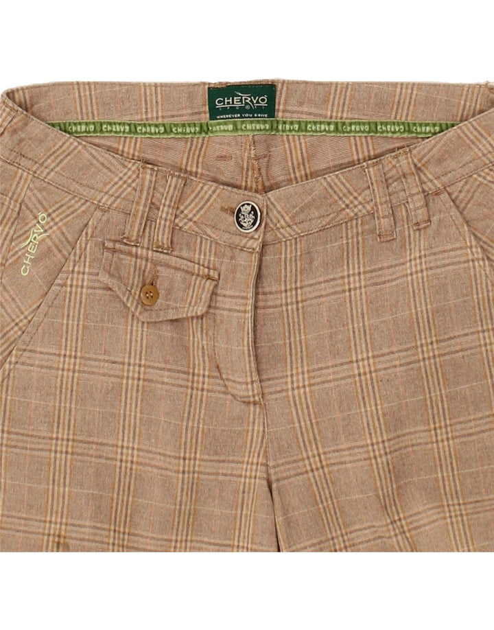 CHERVO Womens Bootcut Chino Trousers EU 36 Small W27 L32 Beige Check Vintage Chervo and Second-Hand Chervo from Messina Hembry 