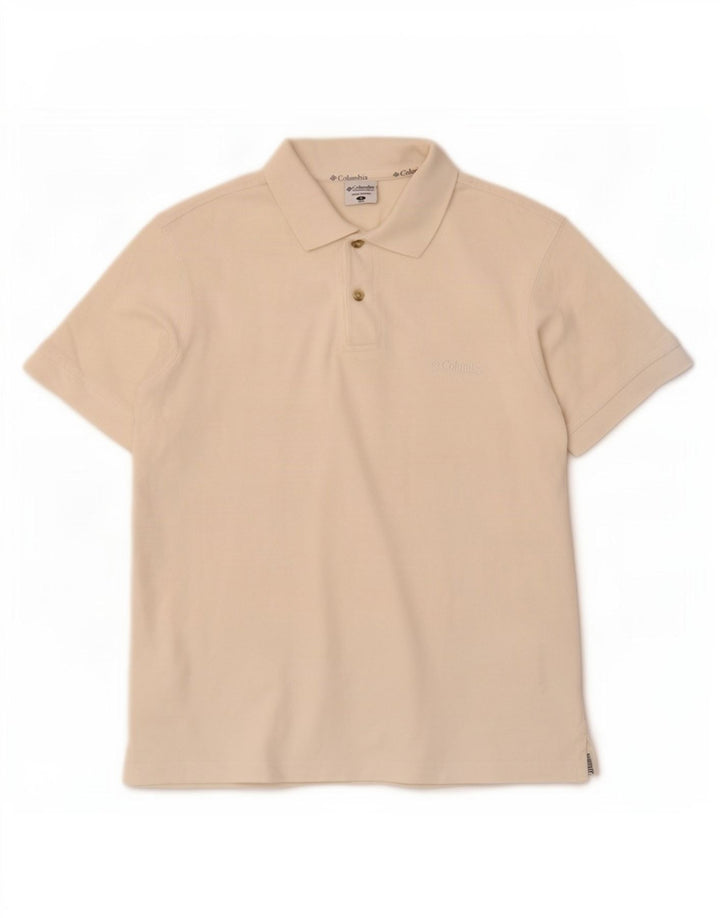 Columbia Mens Polo Shirt Small Off White Cotton