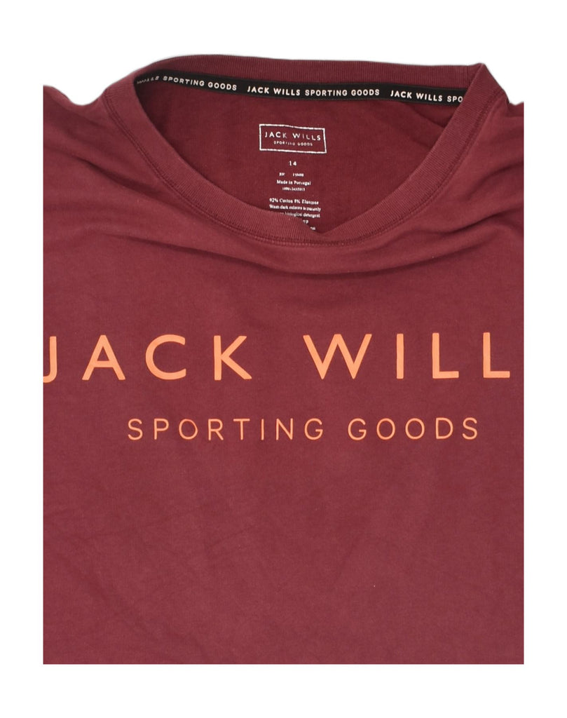 JACK WILLS Womens Oversized Crop Sweatshirt Jumper UK 14 Large Maroon | Vintage Jack Wills | Thrift | Second-Hand Jack Wills | Used Clothing | Messina Hembry 