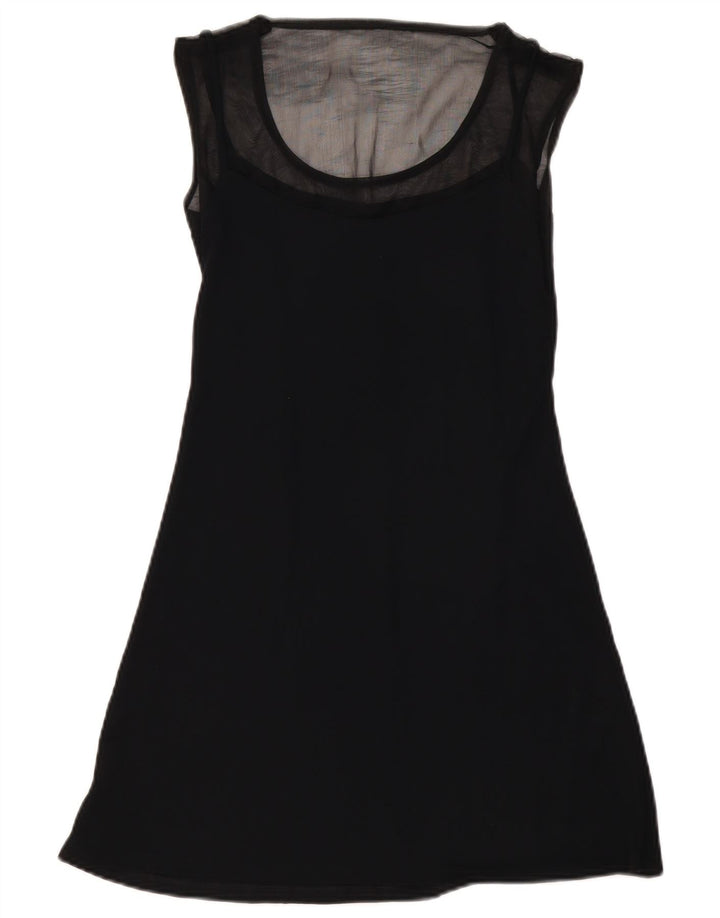 AMULETI Womens Sleeveless A-Line Dress UK 10 Small Black Viscose