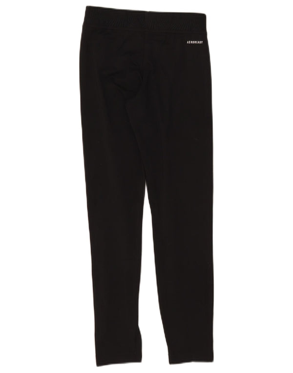 Adidas Girls Graphic Leggings 11-12 Years W24 L25 Black Polyester