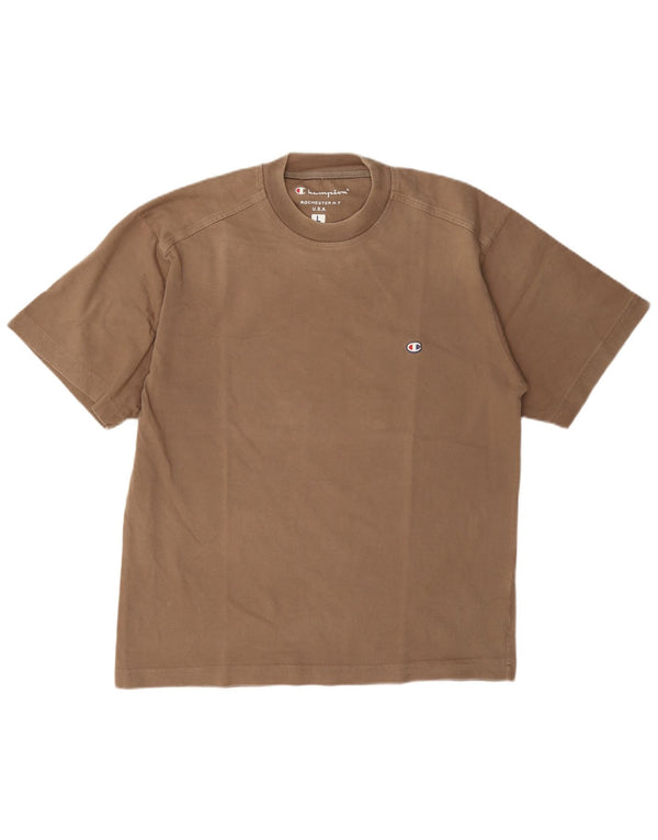 Champion Mens T-Shirt Top Large Brown Cotton