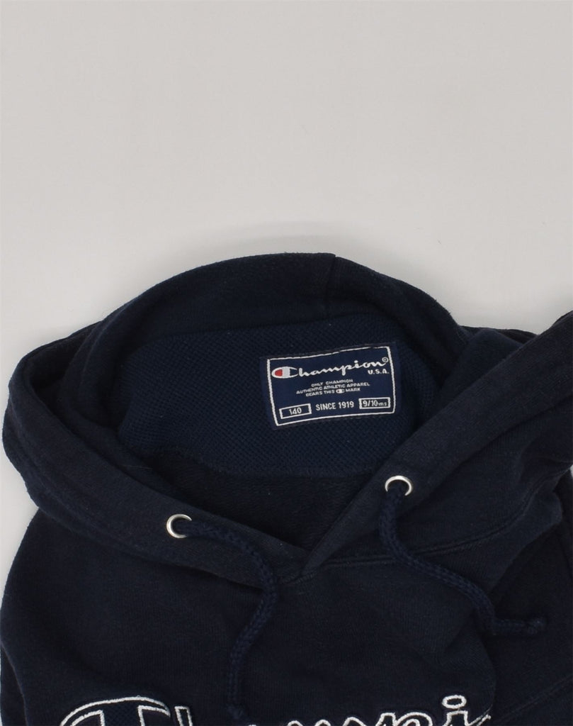 CHAMPION Boys Graphic Hoodie Jumper 9-10 Years  Navy Blue Cotton | Vintage Champion | Thrift | Second-Hand Champion | Used Clothing | Messina Hembry 