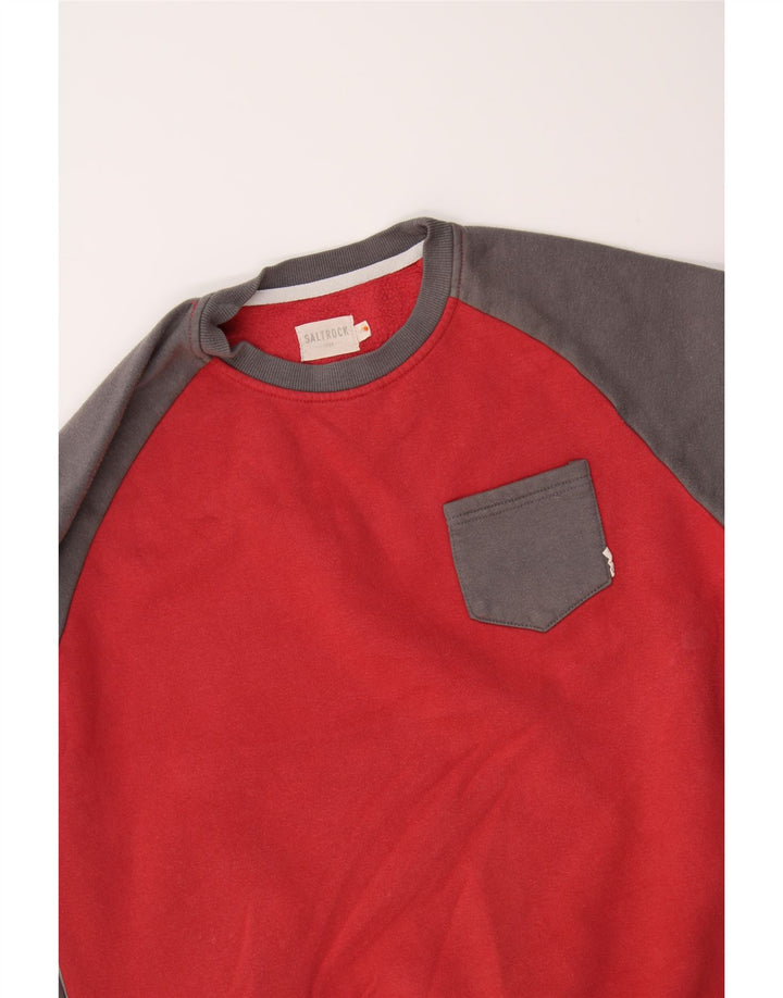 SALTROCK Mens Sweatshirt Jumper Small Red Colourblock Cotton Vintage Saltrock and Second-Hand Saltrock from Messina Hembry 