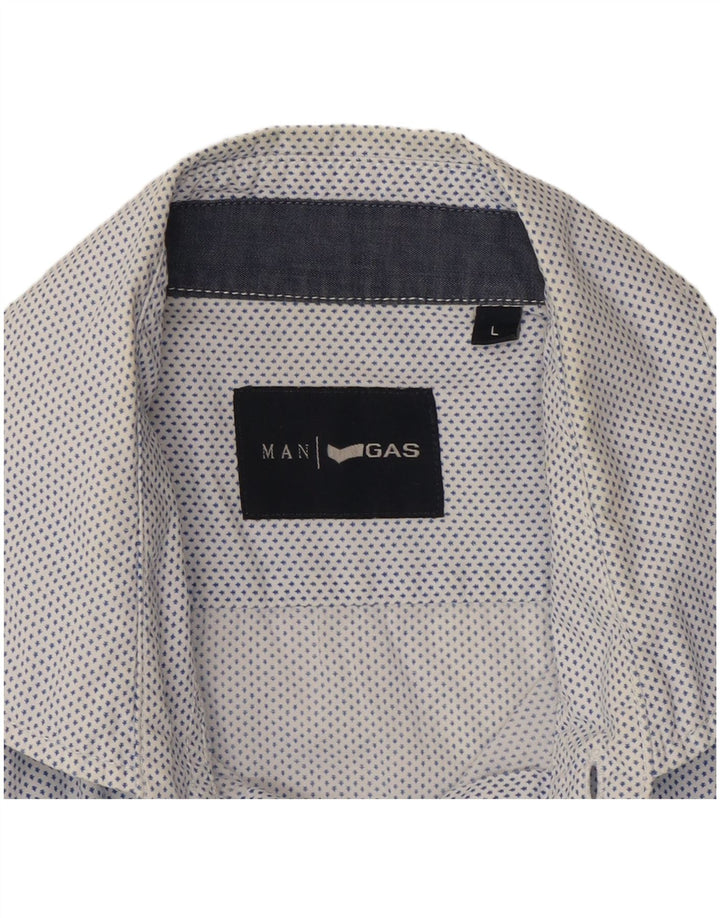 Gas Mens Shirt Large Blue Spotted Cotton