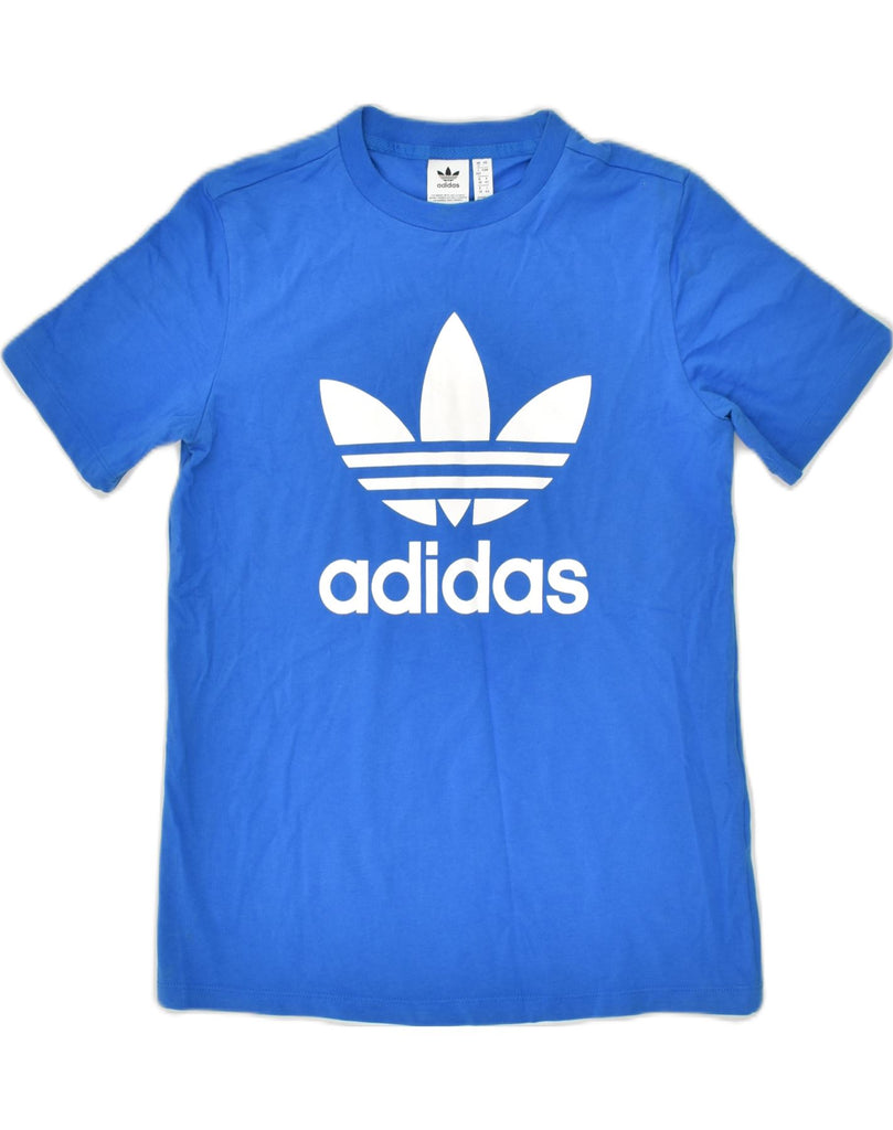 ADIDAS Womens Graphic T-Shirt Top UK 12 Medium Blue Cotton | Vintage Adidas | Thrift | Second-Hand Adidas | Used Clothing | Messina Hembry 