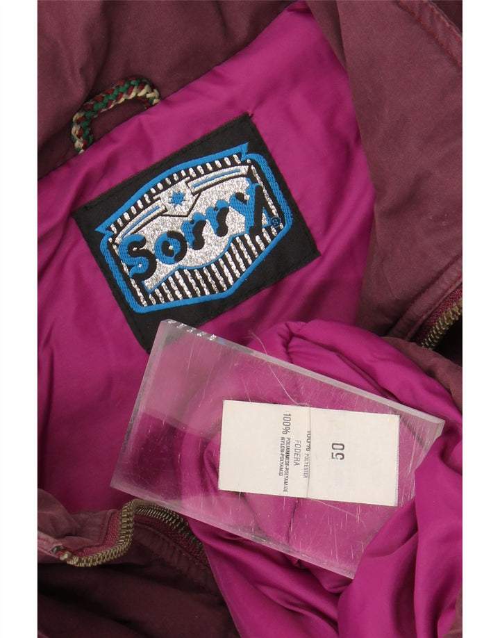SORRY Mens Windbreaker Jacket IT 50 Large Burgundy Cotton Vintage Sorry and Second-Hand Sorry from Messina Hembry 