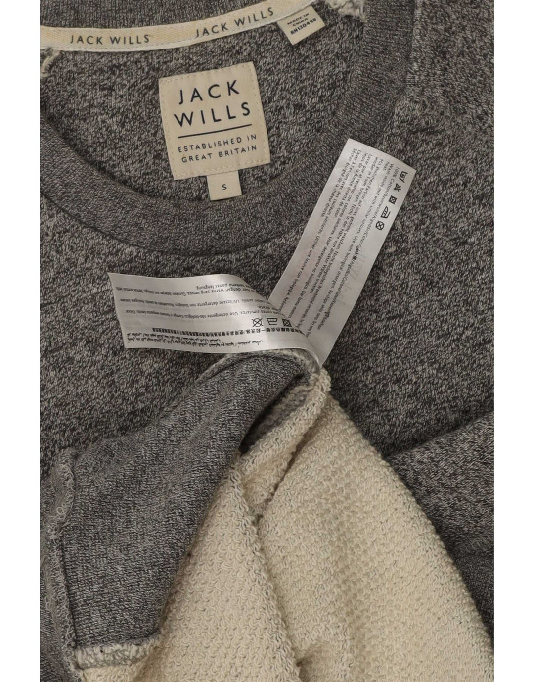 Jack Wills Mens Graphic Sweatshirt Jumper Small Grey Flecked Cotton
