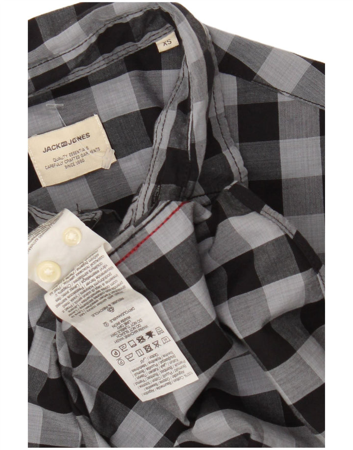 Jack & Jones Mens Shirt XS Grey Gingham Cotton