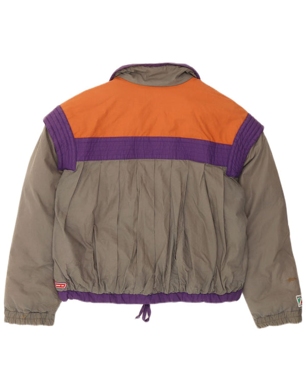 Colmar Womens Ski Jacket IT 44 Medium Grey Colourblock Cotton Retro