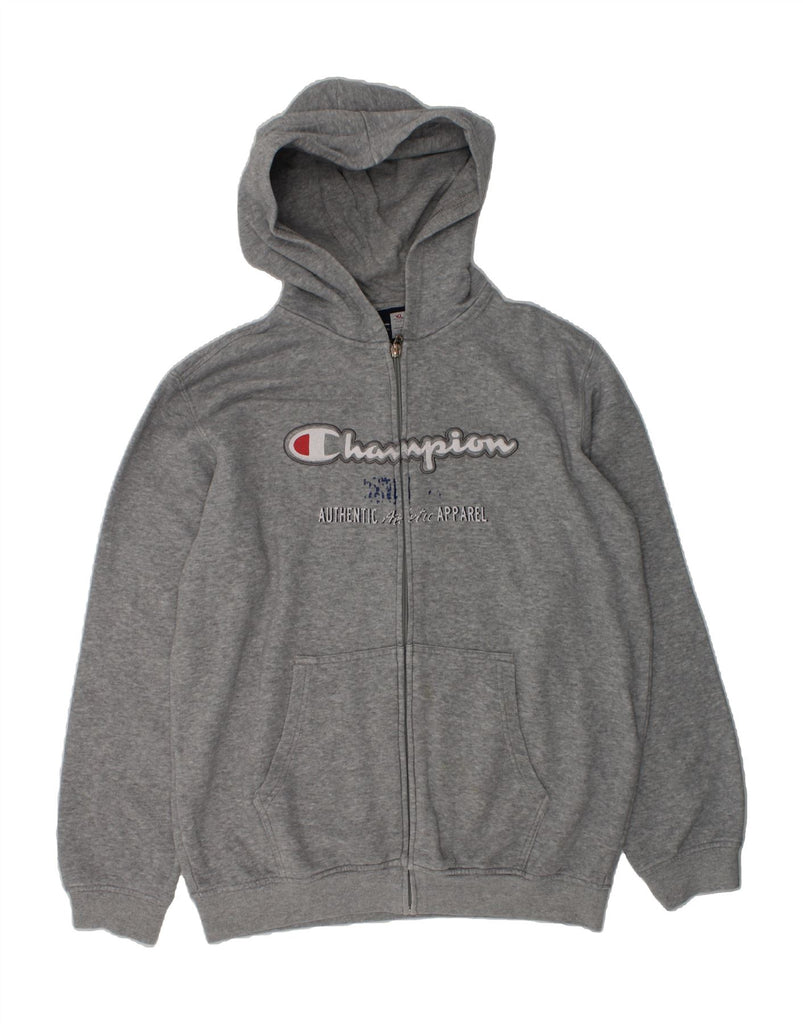 CHAMPION Boys Graphic Zip Hoodie Sweater 13-14 Years XL  Grey Cotton | Vintage Champion | Thrift | Second-Hand Champion | Used Clothing | Messina Hembry 