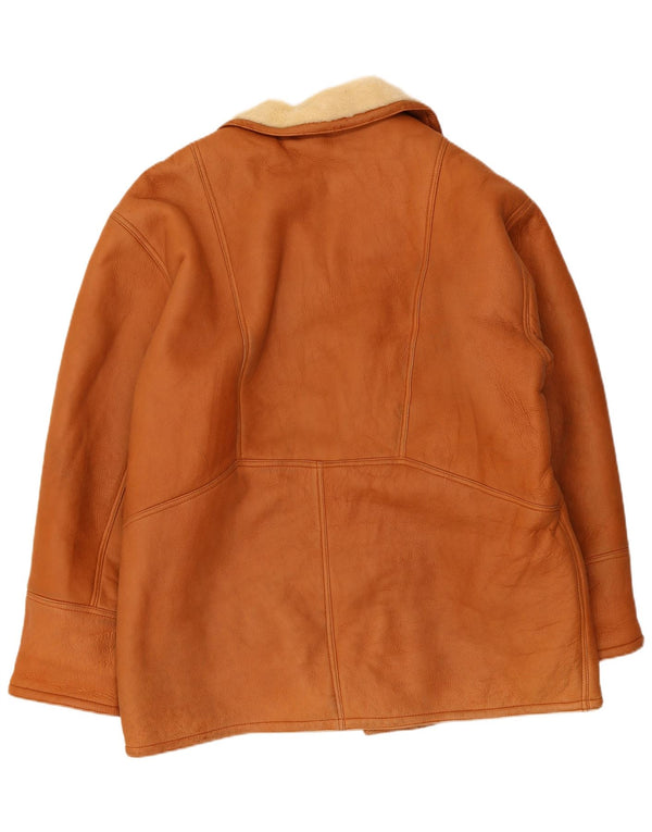 Vintage Mens Shearling Jacket UK 40 Large Brown Leather