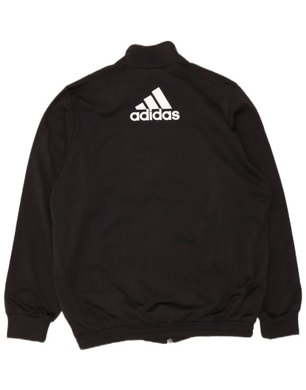 Adidas Boys Graphic Tracksuit Top Jacket 15-16 Years Black Colourblock