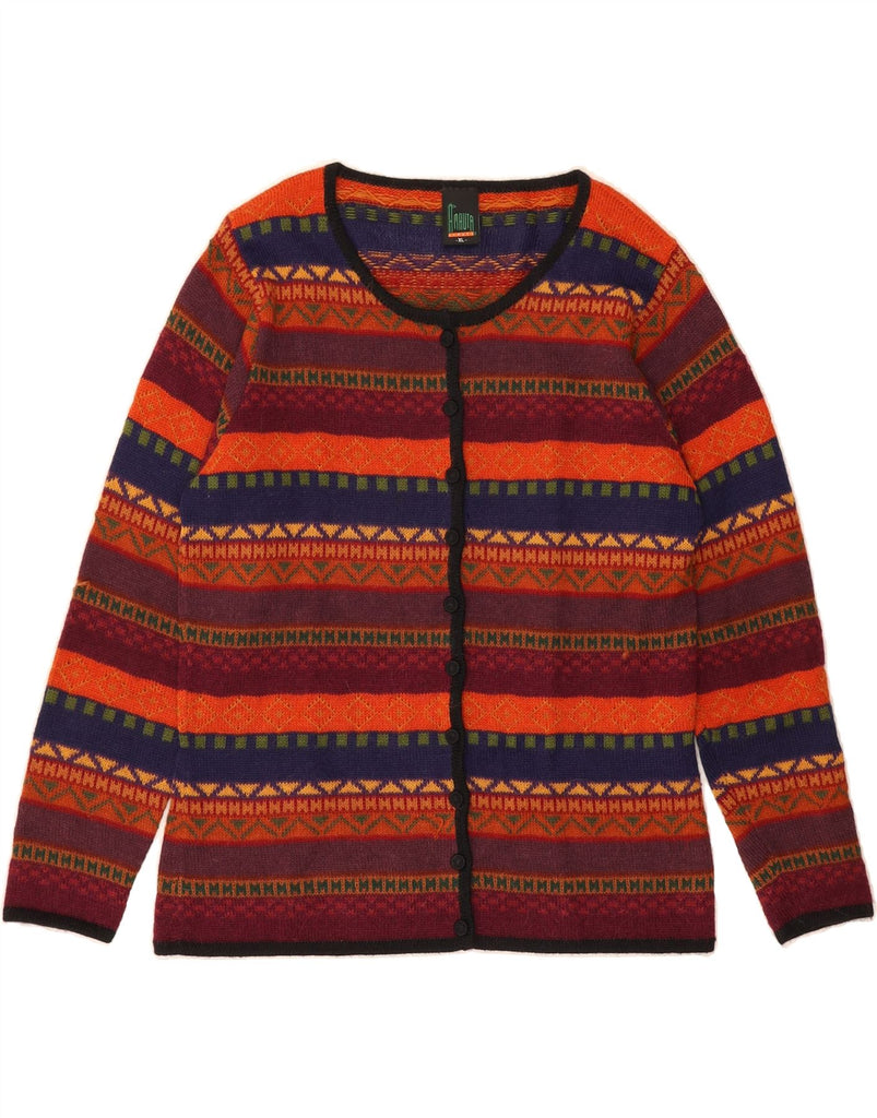AMAUTA Womens Cardigan Sweater UK 18 XL Multicoloured Fair Isle Vintage Amauta and Second-Hand Amauta from Messina Hembry 