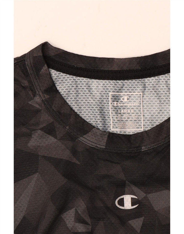 Champion Mens T-Shirt Top Large Black Geometric