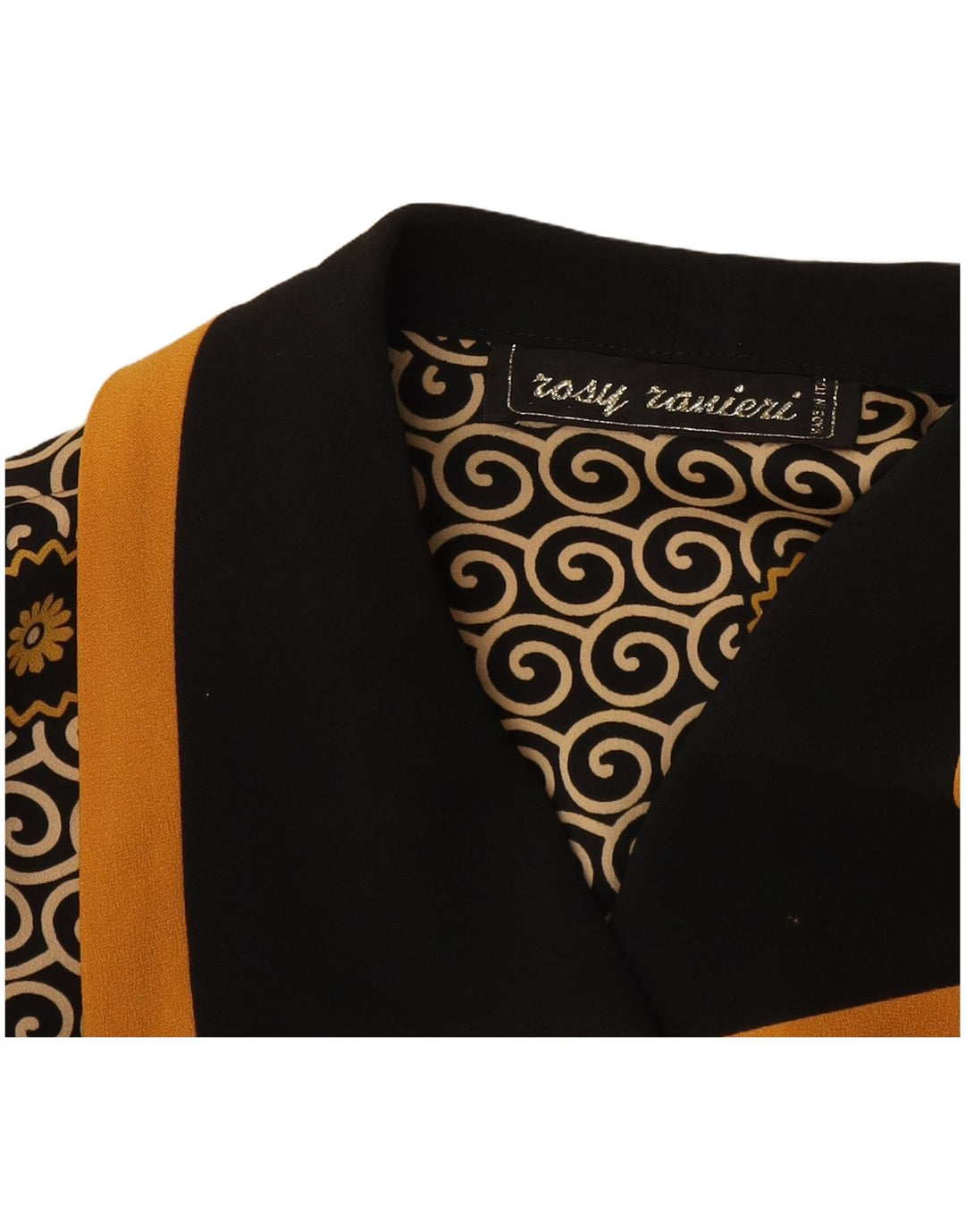 Vintage Womens Crop 3 Button Blazer Jacket UK 8 Small Black Floral