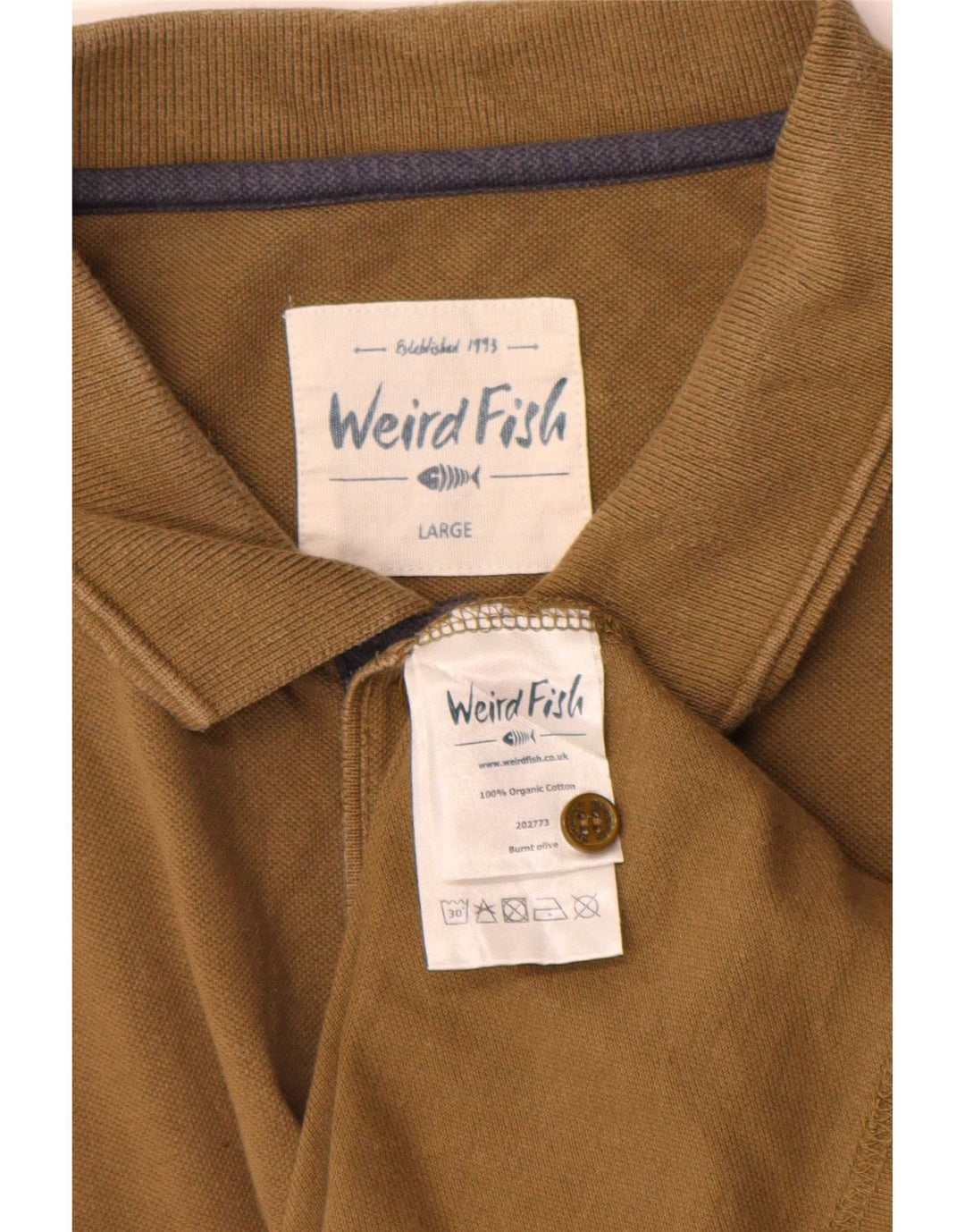 Weird Fish Mens Polo Shirt Large Khaki Cotton