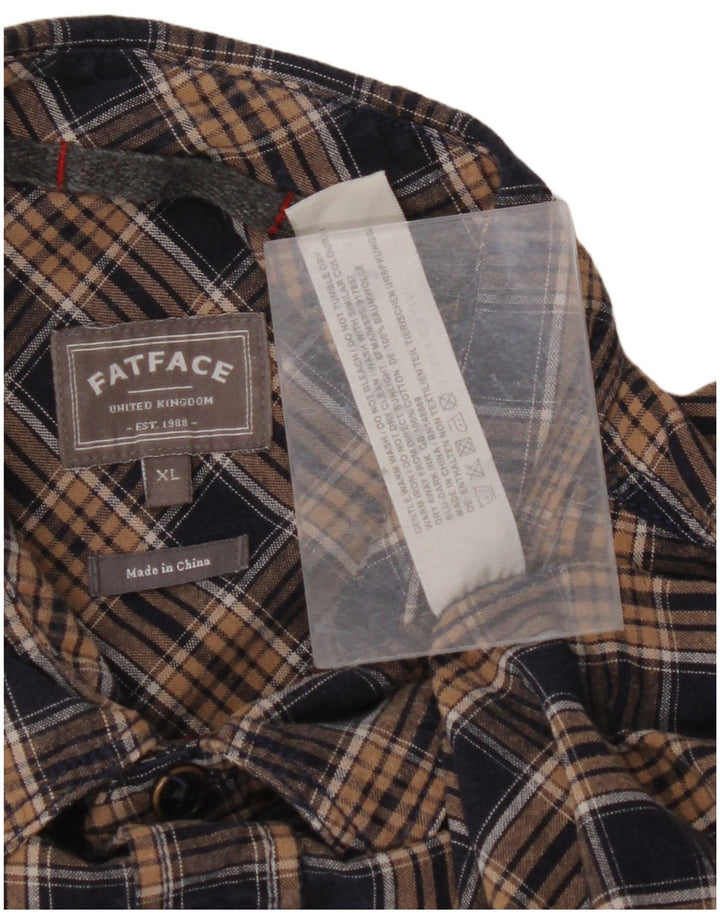 FAT FACE Mens Flannel Shirt XL Navy Blue Check Cotton