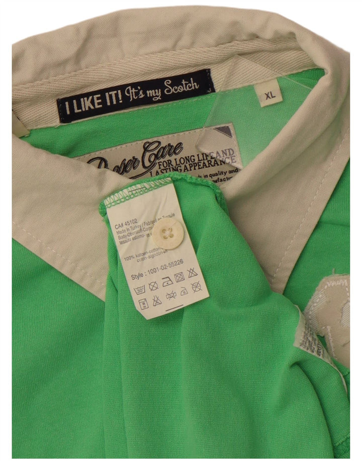 SCOTCH & SODA Mens Graphic Rugby Polo Shirt XL Green Cotton