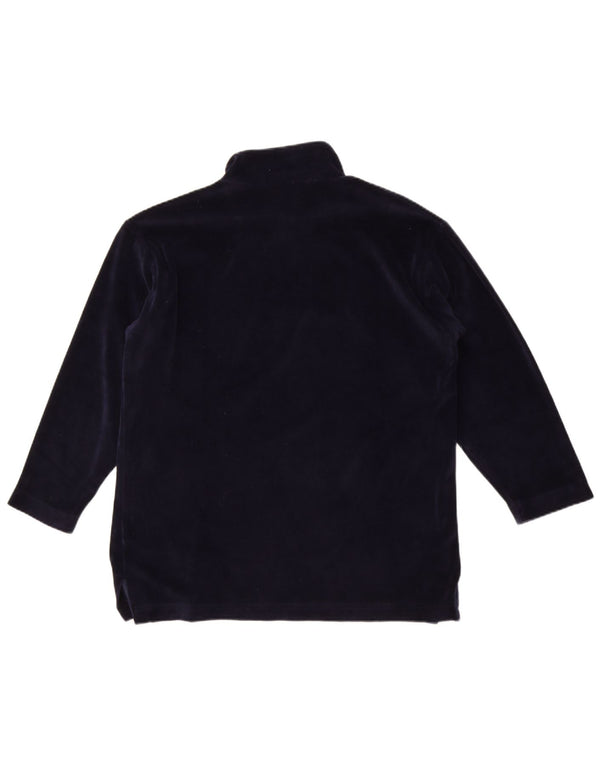 Vintage Womens Velvet Sweatshirt Jumper EU 38 Medium Navy Blue Cotton