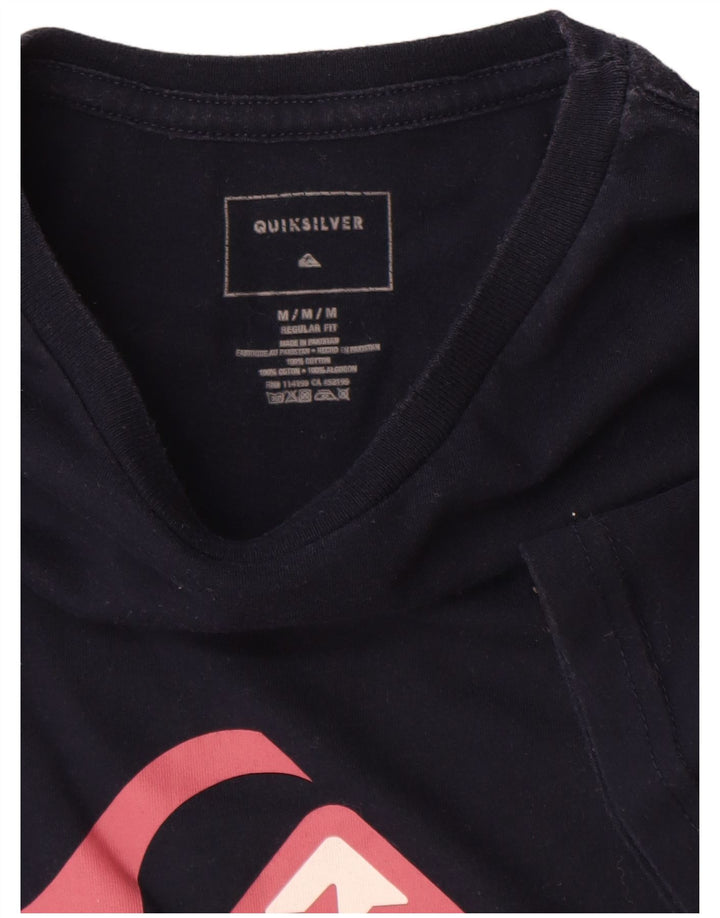 Quiksilver Mens Regular Fit Graphic T-Shirt Top Medium Navy Blue Cotton