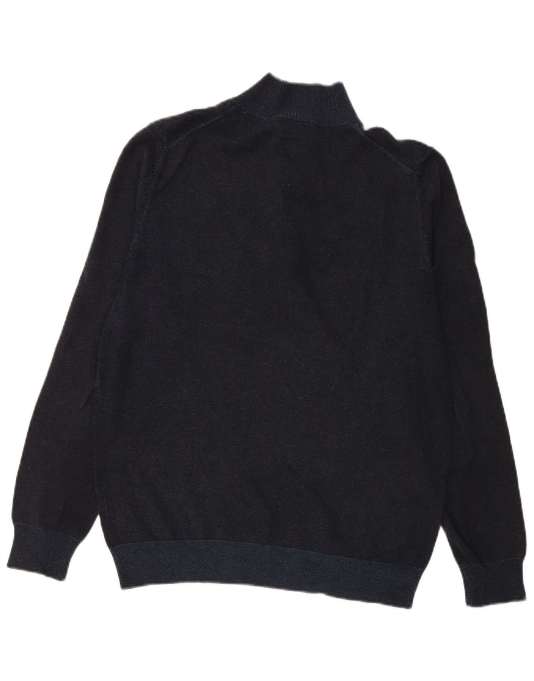 Massimo Dutti Mens Button Neck Jumper Sweater Large Navy Blue Cotton