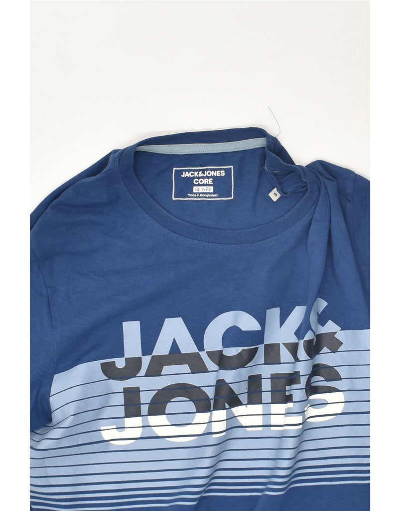 JACK & JONES Mens Slim Fit Graphic T-Shirt Top Medium Blue Cotton | Vintage Jack & Jones | Thrift | Second-Hand Jack & Jones | Used Clothing | Messina Hembry 