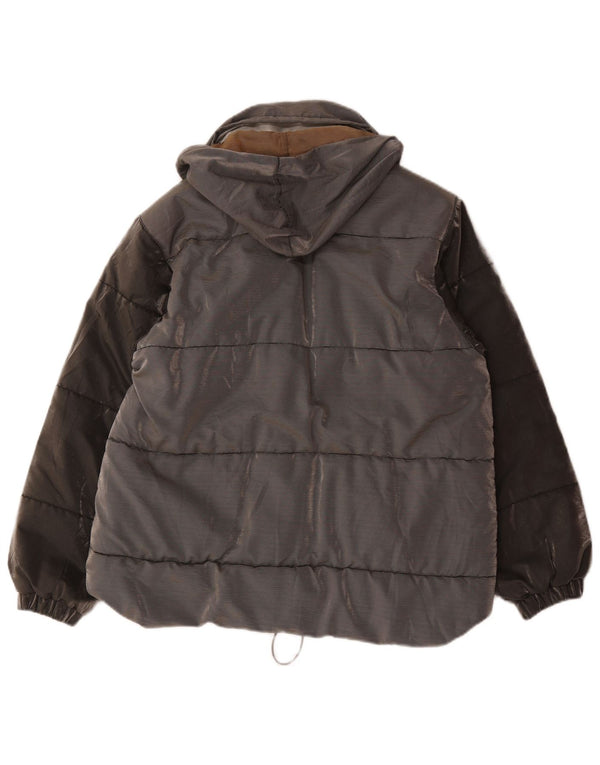 Belfe & Womens Hooded Oversized Padded Jacket UK 14 Medium Grey Colourblock