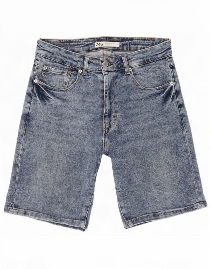 Zara Mens Denim Shorts EU 38 Small W30 Blue