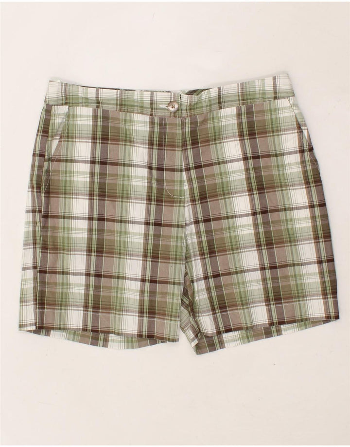 IZOD Womens Chino Shorts US 10 Large W32 Green Check Cotton Vintage Izod and Second-Hand Izod from Messina Hembry 
