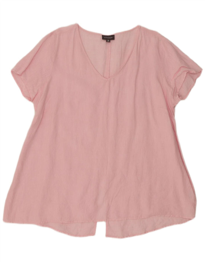 Marks & Spencer Womens Autograph Oversized Blouse Top UK 18 XL Pink Linen