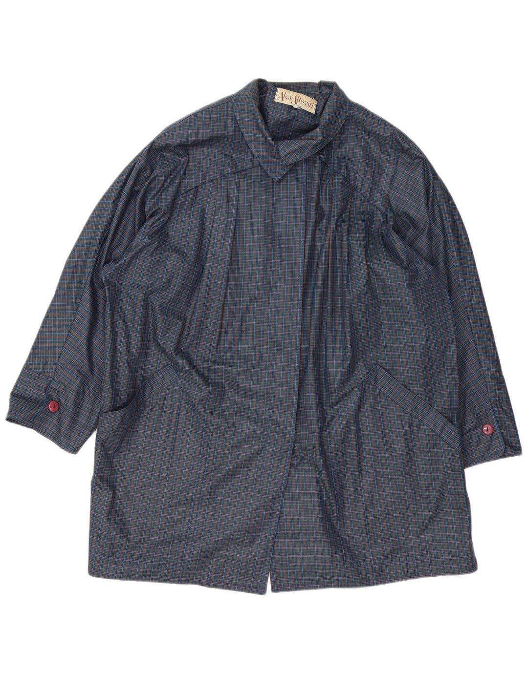 Alex Altoviti Womens Oversized Raincoat IT 46 Large Navy Blue Check