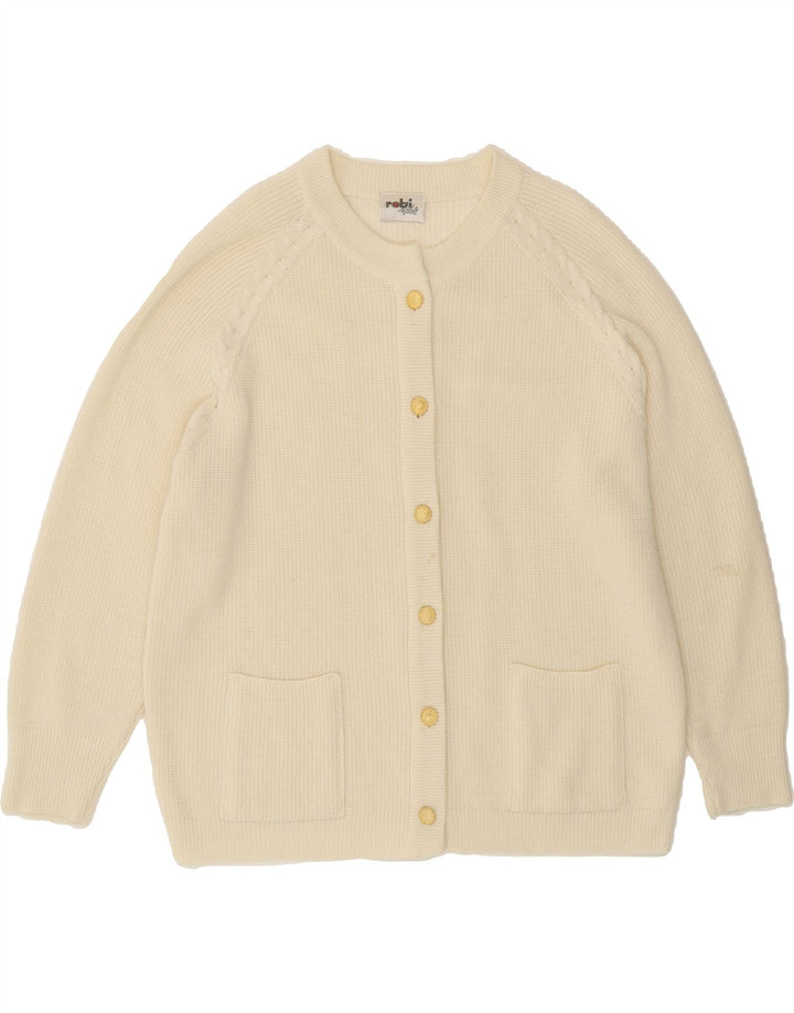 VINTAGE Womens Cardigan Sweater IT 46 Large Off White Polyacrylic Vintage Vintage and Second-Hand Vintage from Messina Hembry 
