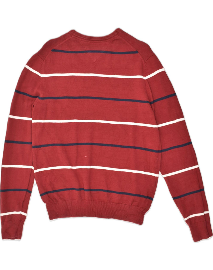 TOMMY HILFIGER Mens Crew Neck Jumper Sweater Small Red Striped Cotton | Vintage Tommy Hilfiger | Thrift | Second-Hand Tommy Hilfiger | Used Clothing | Messina Hembry 