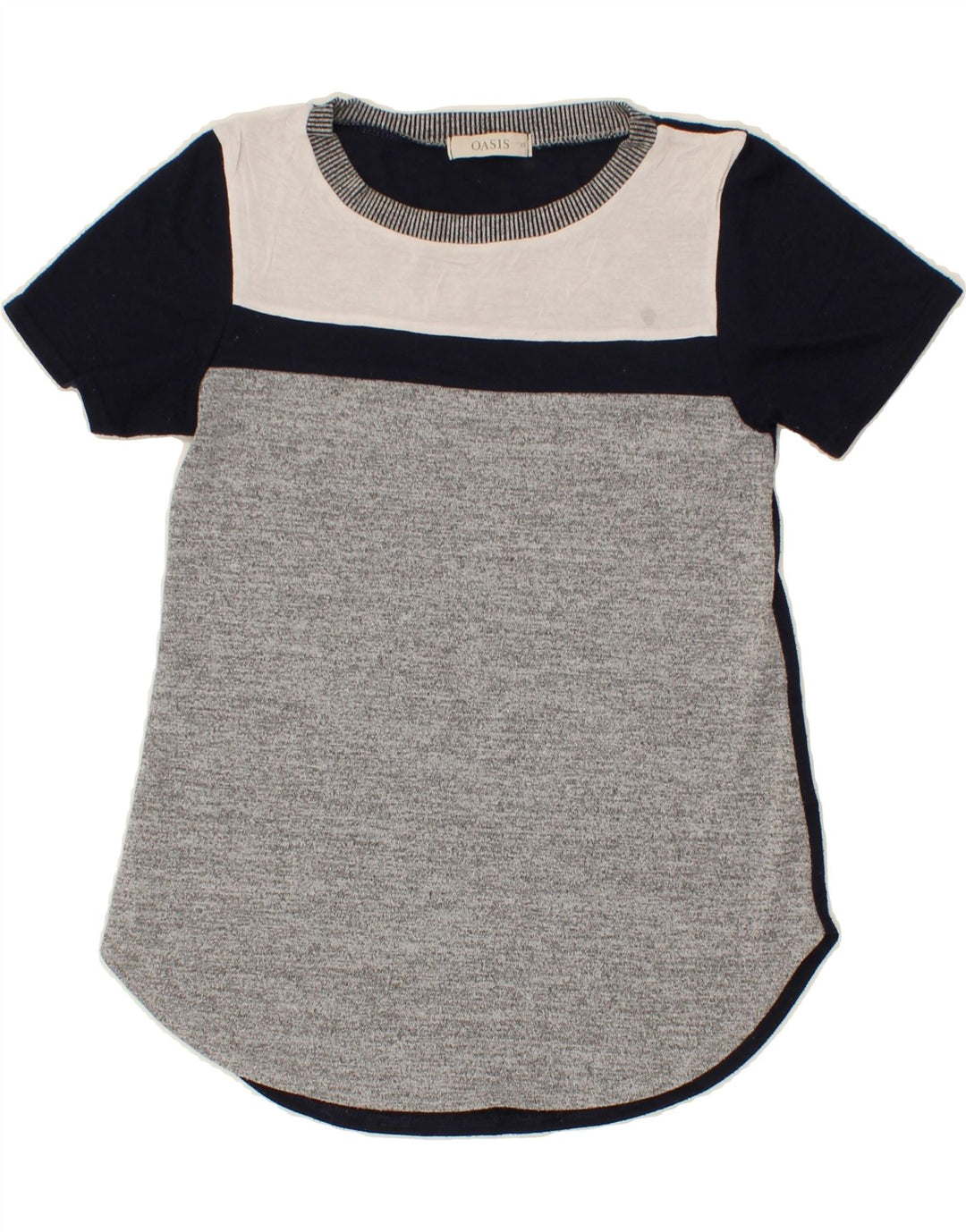 OASIS Womens T-Shirt Top UK 6 XS Grey Colourblock Polyester Vintage Oasis and Second-Hand Oasis from Messina Hembry 