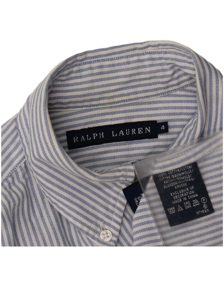Ralph Lauren Womens Shirt US 4 Small Blue Pinstripe Cotton