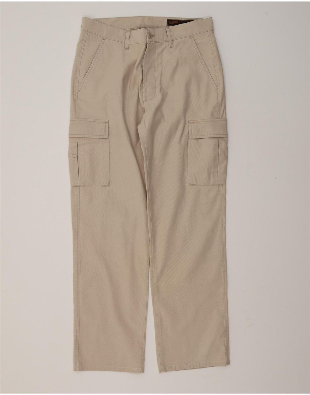 Gas Mens Straight Cargo Trousers W34 L32 Beige Cotton