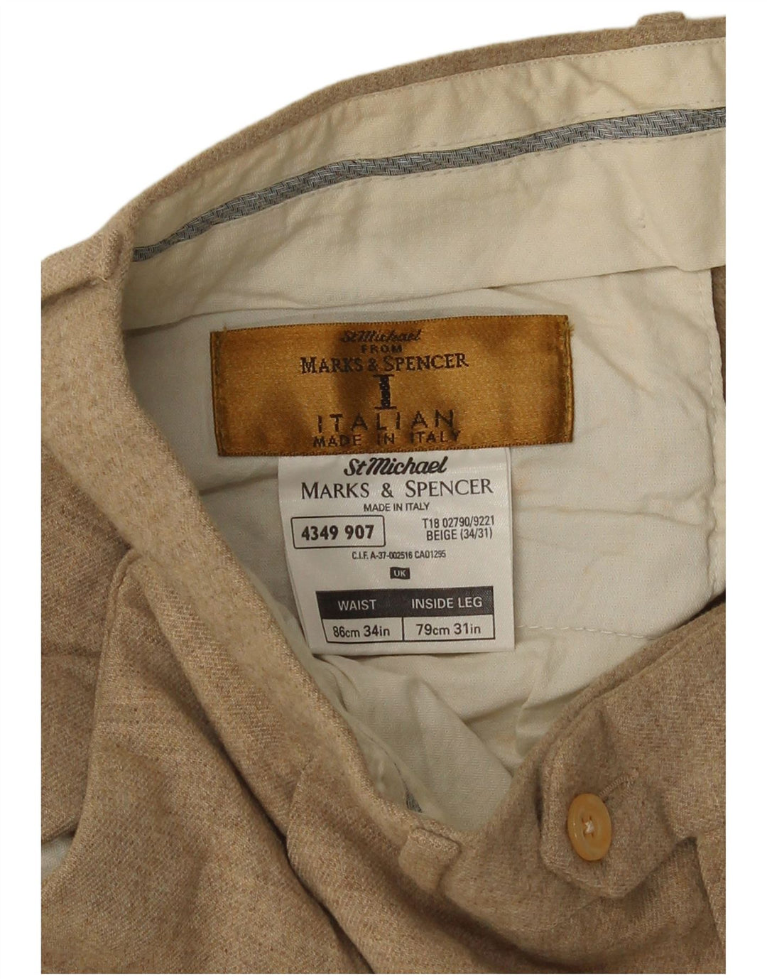 Marks & Spencer Mens St. Michael Pegged Casual Trousers W34 L31 Brown Wool
