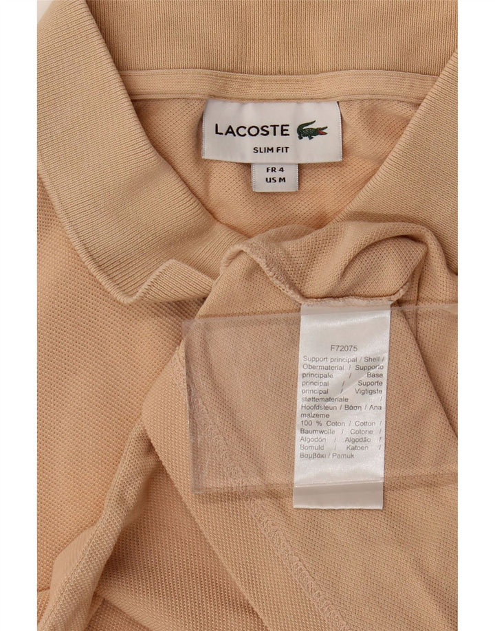 Lacoste Mens Slim Fit Polo Shirt Size 4 Medium Beige Cotton