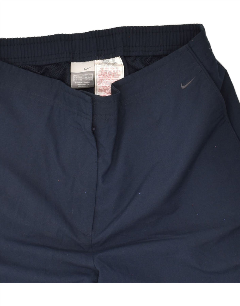 NIKE Womens Capri Trousers UK 16 Large W34 L21 Navy Blue Polyester | Vintage Nike | Thrift | Second-Hand Nike | Used Clothing | Messina Hembry 