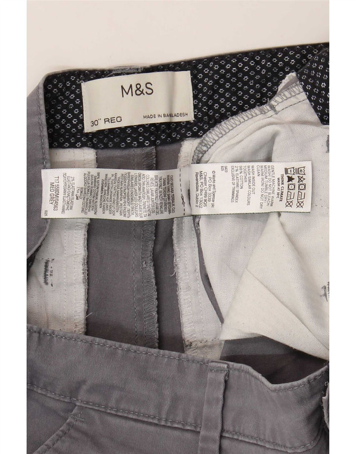 Marks & Spencer Mens Chino Shorts W30 Medium Grey Cotton