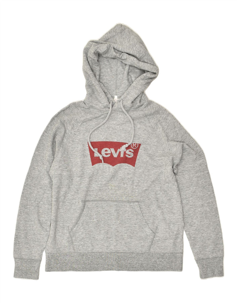 LEVI'S Womens Graphic Hoodie Jumper UK 14 Medium Grey Cotton | Vintage Levi's | Thrift | Second-Hand Levi's | Used Clothing | Messina Hembry 