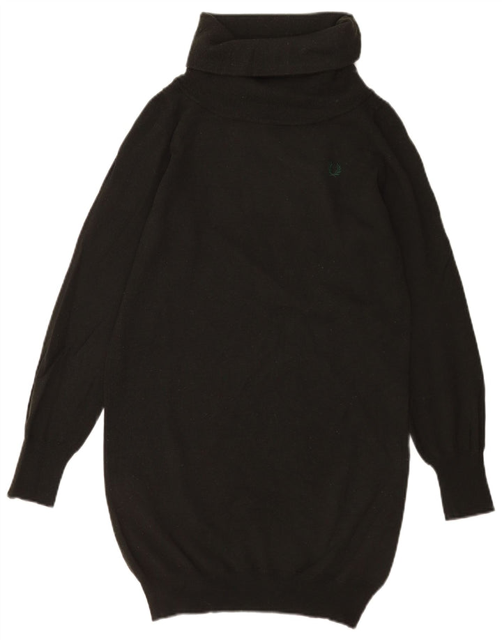 Fred Perry Womens Longline Roll Neck Jumper Sweater UK 14 Large Green