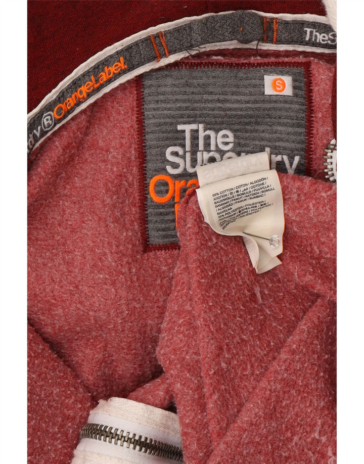 SUPERDRY Mens Zip Hoodie Sweater Small Red Flecked Cotton