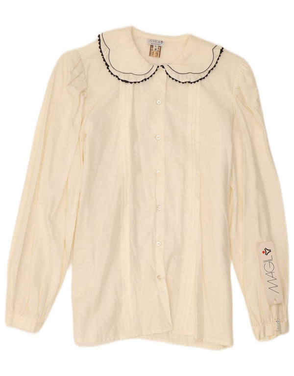 Magil Womens Shirt Blouse UK 18 XL Off White Spotted Cotton