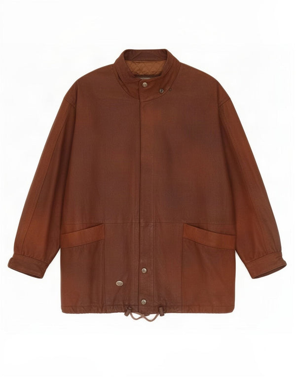 Vintage Womens Leather Jacket UK 16 Large Brown